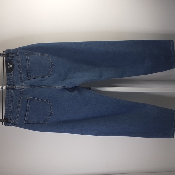 Denim Blvd Los Angeles Distressed Leg Cropped Blue Jeans Size L Waist 32 - Picture 3 of 16